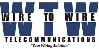 WTW WIRE TO WIRE TELECOMMUNICATIONS "YOUR WIRING SOLUTION" logo