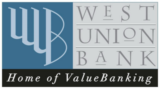 WUB WEST UNION BANK HOME OF VALUEBANKING logo