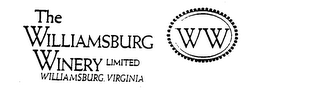 WW THE WILLIAMSBURG WINERY LIMITED WILLIAMSBURG, VIRGINIA logo