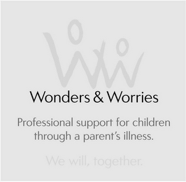 WW WONDERS & WORRIES PROFESSIONAL SUPPORT FOR CHILDREN THOUGH A PARENT'S ILLNESS. WE WILL, TOGETHER. logo