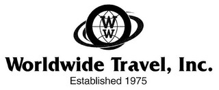 WW WORLDWIDE TRAVEL, INC. ESTABLISHED 1975 logo