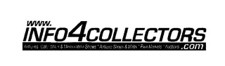 WWW. INFO4COLLECTORS ANTIQUES COLLECTIBLES & MEMORABILIA SHOWS ANTIQUE SHOPS & MALLS FLEA MARKETS AUCTIONS .COM logo