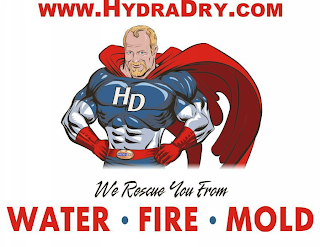 WWW.HYDRADRY.COM HD HYDRA DRY WE RESCUE YOU FROM WATER FIRE MOLD logo