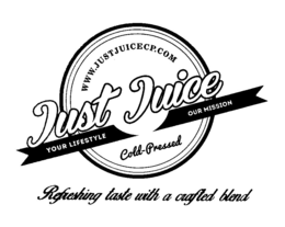 WWW.JUSTJUICECP.COM JUST JUICE COLD-PRESSED YOUR LIFESTYLE OUR MISSION REFRESHING TASTE WITH A CRAFTED BLEND logo