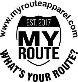 WWW.MYROUTEAPPAREL.COM EST. 2017 MY ROUTE WHAT'S YOUR ROUTE? logo