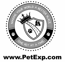 WWW.PETEXP.COM MAKING YOUR WORLD A BETTER PLACE ONE PET AT A TIME logo