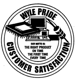 WYLE PRIDE CUSTOMER SATISFACTION OUR MOTTO IS: THE RIGHT PRODUCT ON TIME THE FIRST TIME EVERY TIME logo