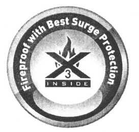 X 3 INSIDE FIREPROOF WITH BEST SURGE PROTECTION logo