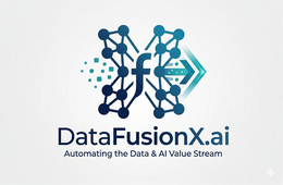 X F DATAFUSIONX.AI AUTOMATING THE DATA & AI VALUE STREAM logo