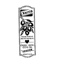 XENIA THE OIL WITH THE SIGN OF THE HEART GREEK VIRGIN OLIVE OIL EXTRA ACIDITY 0-1% logo