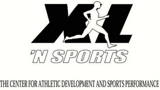 XL 'N SPORTS THE CENTER FOR ATHLETIC DEVELOPMENT AND SPORTS PERFORMANCE logo
