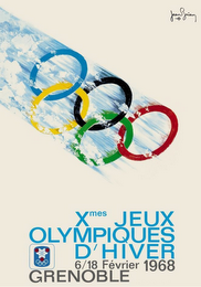 XMES JEUX OLYMPIQUES D'HIVER 6/18 FÉVRIER 1968 GRENOBLE JEAN BRIAN logo