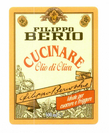 Y. BERIO-LUCCA FILIPPO BERIO CUCINARE OLIO DI OLIVA IDEAL PER CUOCERE E FRIGGERE 500ML E logo