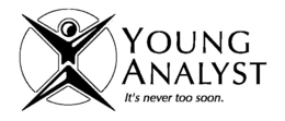 YA YOUNG ANALYST IT'S NEVER TOO SOON. logo