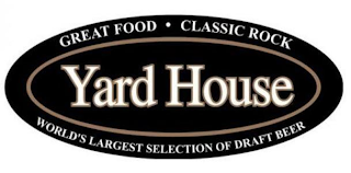 YARD HOUSE GREAT FOOD · CLASSIC ROCK WORLD'S LARGEST SELECTION OF DRAFT BEER logo