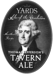 YARDS ALES OF THE REVOLUTION AUTHENTIC RECIPE THOMAS JEFFERSON'S TAVERN ALE logo