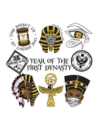YEAR OF THE FIRST DYNASTY TIME DOESN'T LIE TIME DOESN'T LIE AWAKE & AWARE UNITED BY THE FIRST DYNASTY FOUNDING FATHERS & CO logo