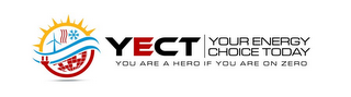 YECT, YOUR ENERGY CHOICE TODAY YOU ARE A HERO IF YOU ARE ON ZERO logo