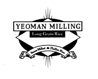 YEOMAN MILLING LONG GRAIN RICE STONE MILLED & FLUFFIER RICE logo