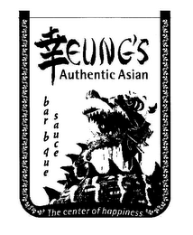 YEUNG'S AUTHENTIC ASIAN BARBEQUE SAUCE THE CENTER OF HAPPINESS logo