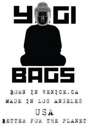 YOGI BAGS BORN IN VENICE, CA MADE IN LOS ANGELES USA BETTER FOR THE PLANET logo