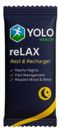 YOLO HEALTH RELAX REST & RECHARGE! RESTFUL NIGHTS PAIN MANAGEMENT RELAXED MOOD & MIND logo