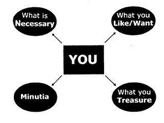 YOU WHAT IS NECESSARY WHAT YOU LIKE/WANT MINUTIA WHAT YOU TREASURE logo