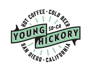 YOUNG HICKORY SD · CA HOT COFFEE · COLDBEER · SAN DIEGO CALIFORNIA logo