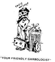 "YOUR FRIENDLY GARBOLOGIST" THIS IS MY LIFE! logo