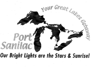 YOUR GREAT LAKES GETAWAY PORT SANILAC OUR BRIGHT LIGHTS ARE THE STARS & SUNRISE! logo