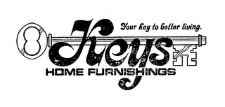 YOUR KEY TO BETTER LIVING, KEYS HOME FURNISHINGS logo