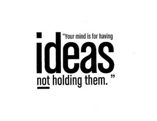"YOUR MIND IS FOR HAVING IDEAS NOT HOLDING THEM." logo