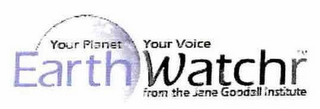YOUR PLANET YOUR VOICE EARTH WATCHR FROM THE JANE GOODALL INSTITUTE logo
