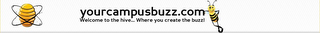 YOURCAMPUSBUZZ.COM WELCOME TO THE HIVE ... WHERE YOU CREATE THE BUZZ logo