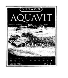 "YSTAD'S AQUAVIT FOR NORWEGIAN SALMON SELECTED BY NORWEGIAN CHEFS FOR A.YSTAD & CO AS OSLO NORWAY 38% VOL. E0.71 logo