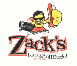 ZACK'S, HOTDOGS WITH AN ATTITUDE! logo