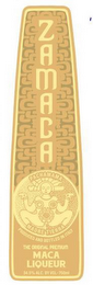 ZAMACA PACHAMAMA MADRE TIERRA PRODUCED AND BOTTLED IN ITALY THE ORIGINAL MACA LIQUEUR 35.5% ALC. BY VOL 750ML logo
