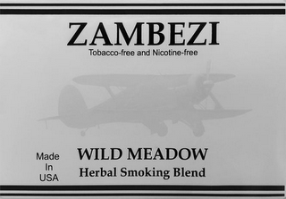 ZAMBEZI TOBACCO-FREE AND NICOTINE-FREE MADE IN USA WILD MEADOW HERBAL SMOKING BLEND logo