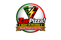 ZAPPIZZA! READY IN SECONDS GOOD FOOD ON THE GO logo