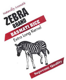 ZEBRA BRAND BASMATI RICE EXTRA LONG KERNAL NATURALLY AROMATIC SUPREME QUALITY logo