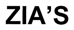 ZIA'S logo