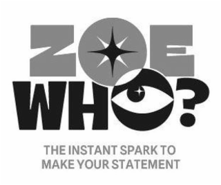 ZOE WHO? THE INSTANT SPARK TO MAKE YOUR STATEMENT logo