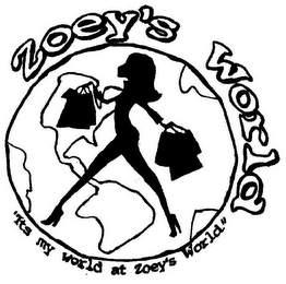ZOEY'S WORLD "ITS MY WORLD AT ZOEY'S WORLD" logo