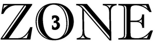 ZONE PURIFIED OZONE WATER THREE logo