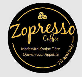 ZOPRESSO COFFEE MADE WITH KONJAC FIBRE QUENCH YOU APPETITE. 70 KCAL ONLY. logo