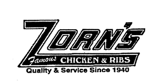 ZORN'S FAMOUS CHICKEN & RIBS QUALITY & SERVICE SINCE 1940 logo