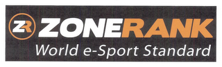 ZR ZONERANK WORLD E-SPORT STANDARD logo