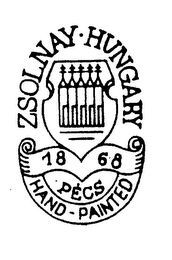 ZSOLNAY HUNGARY 1868 PECS HAND-PAINTED logo