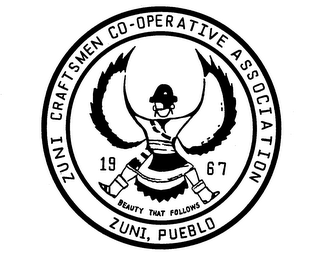 ZUNI CRAFTSMEN CO-OPERATIVE ASSOCIATION ZUNI PUEBLO BEAUTY THAT FOLLOWS 1967 logo