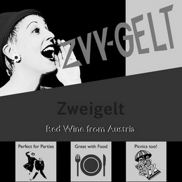 ZVY-GELT ZWEIGELT RED WINE FROM AUSTRIA PERFECT FOR PARTIES GREAT WITH FOOD PICNICS TOO! logo